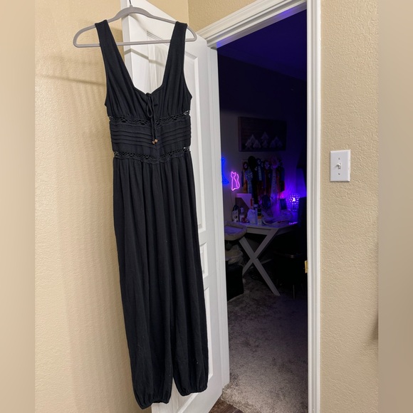 FP Beach crochet cutout livin lovely harem jumpsuit black - Picture 2 of 6